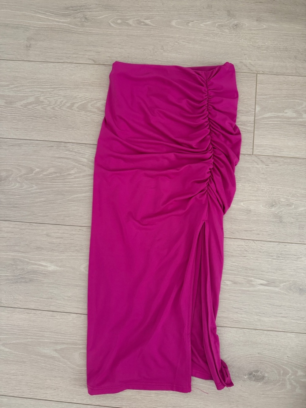 superdown Ruched Hot Pink Midi Skirt